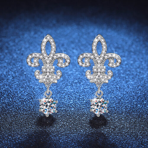 Hoa Tai Bạc Nữ Đính Kim Cương Moissanite Bạc S925 BTN042 Vàng