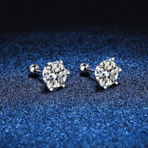 Bông Tai Sáu Móng Bạc S925 Kim Cương Moissanite 2 Carat BTN015