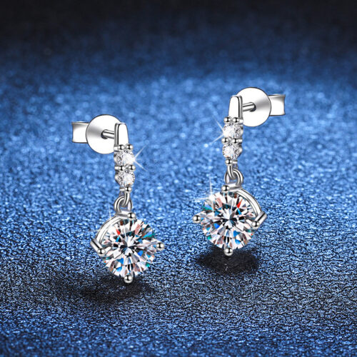 Bông Tai Bạc S925 Đính Kim Cương Moissanite BTN019 1 Carat