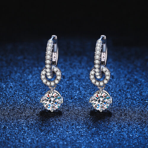 Bông Tai Bạc Cao Cấp Đính Kim Cương Moissanite Bạc S925 BTN034