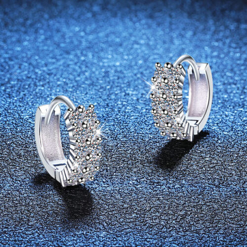 Hoa Tai Sang Trọng Đính Kim Cương Moissanite Bạc S925 BTN051