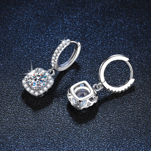 Bông Tai Đính Kim Cương Moissanite Bạc S925 BTN020 50 Điểm