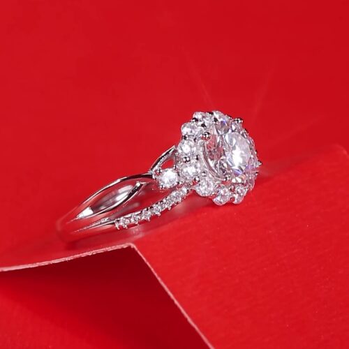 Nhẫn Kim Cương Moissanite 1 Carat Thiết Kế Tinh Xảo Bạc S925 NHN074 Nhẫn Sáu Chấu Đặc Biệt