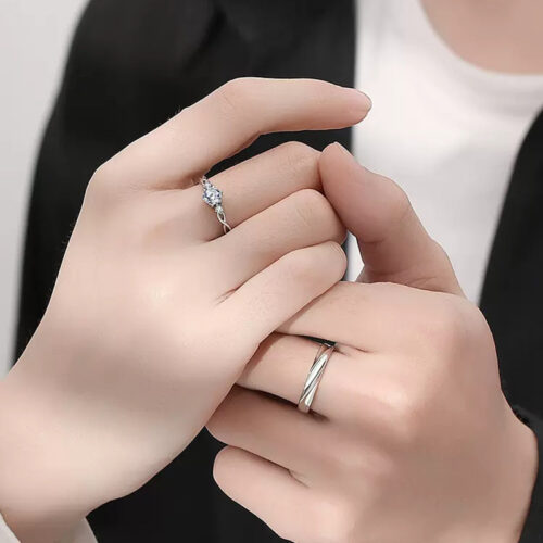 Nhẫn Cặp Đôi Đẹp Đính Kim Cương Moissanite Bạc S925 NHC008 Nhẫn Nữ