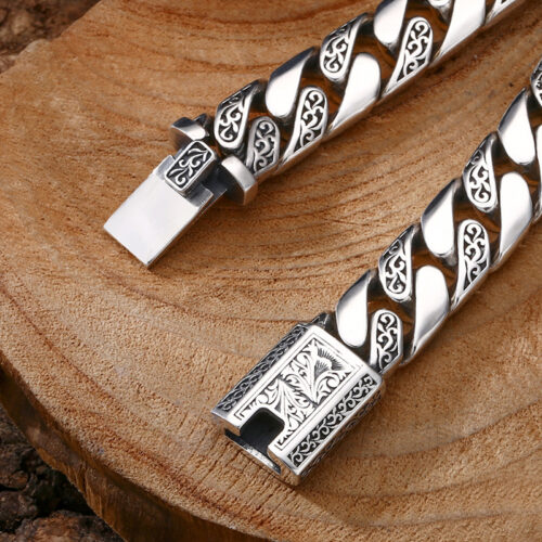 Vòng Tay Bạc S925 Sterling Hoa Văn Bạc Thái VDB031