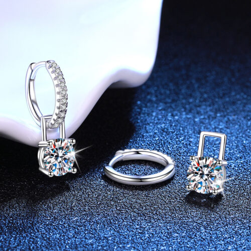 Bông Tai 1 Carat Moissanite Sang Trọng Bạc S925 BTN035