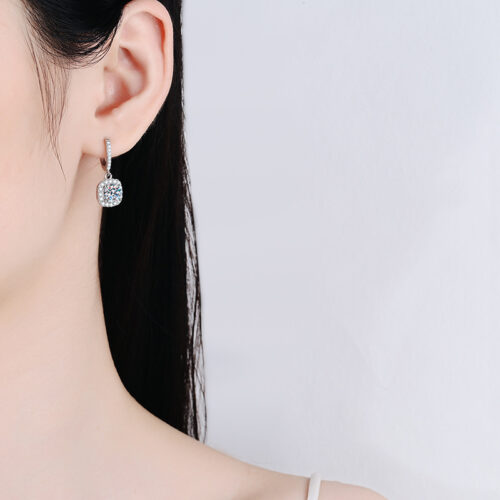 Bông Tai Đính Kim Cương Moissanite Bạc S925 BTN020 50 Điểm