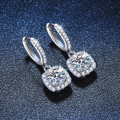 Bông Tai Đính Kim Cương Moissanite Bạc S925 BTN020 50 Điểm