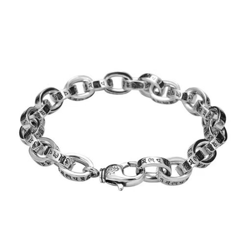 Vòng Tay Khóa Lò Xo Ký Tự May Mắn Bạc Thái S925 VDB017 18cm 26.5g