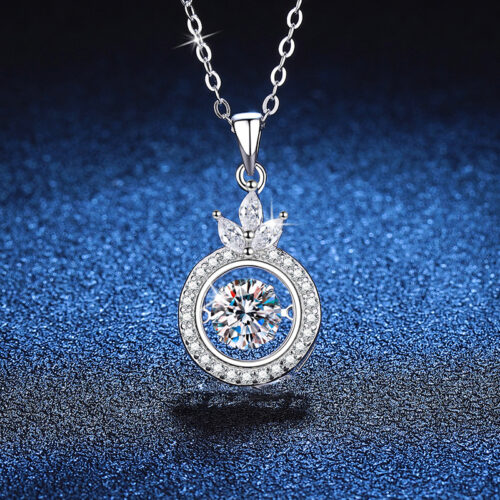 Vòng Cổ Vương Miện Đính Kim Cương Moissanite 1 Carat Bạc S925 DCN079