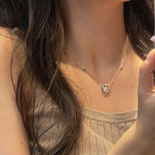 Dây Chuyền Nữ Cá Tính Đính Kim Cương Moissanite Bạc S925 DCN096