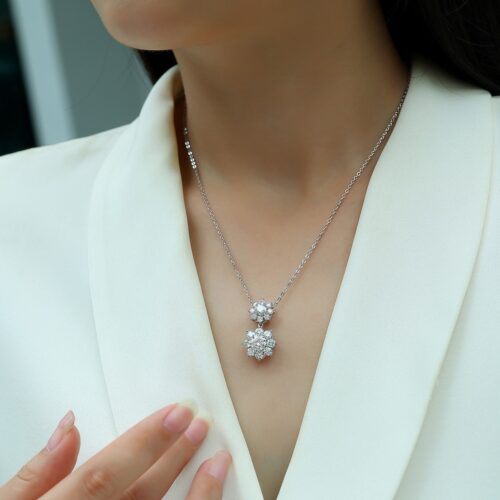 Dây Chuyền Kiểu Pháp Thanh Lịch Đính Kim Cương Moissanite Bạc S925 DCN102