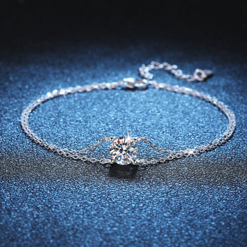 Lắc Tay Hai Lớp Đính Kim Cương Moissanite 1 Carat Bạc S925 VDN021