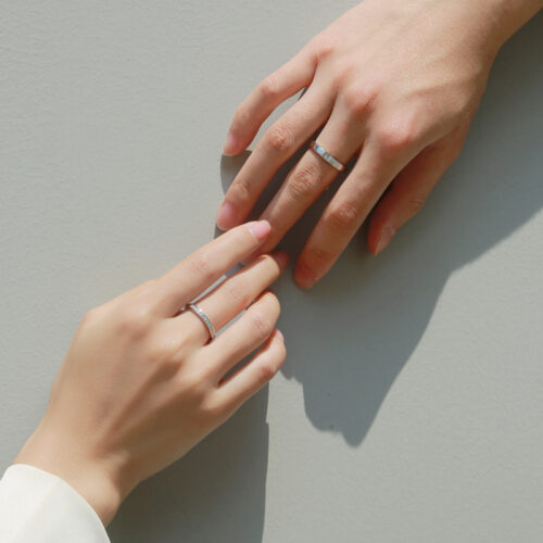 Nhẫn Đôi Song Hành Đính Kim Cương Moissanite Bạc S925 NHC022 Nhẫn Nữ
