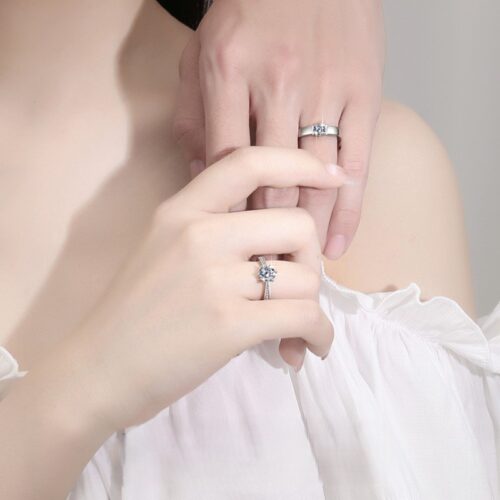 Nhẫn Cặp Đôi Nút Thắt Trái Tim Đính Kim Cương Moissanite Bạc S925 NHC007 Nhẫn Nữ