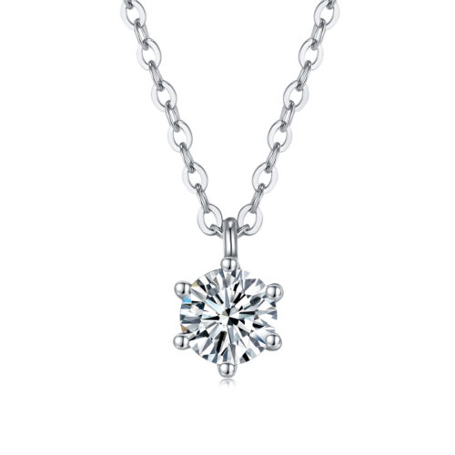 Dây Chuyền Bạc Mặt 6 Móng Đính Kim Cương Moissanite 1 Carat DCN090