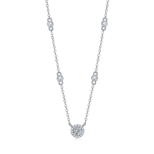 Vòng Cổ Bạc Thanh Lịch Đính Kim Cương Moissanite 1 Carat Bạc S925 DCN111