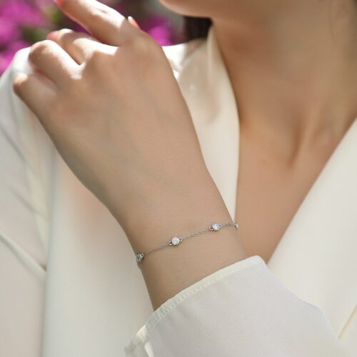 Vòng Tay Đính Kim Cương Moissanite Cao Cấp Bạc S925 VDN044 L13465
