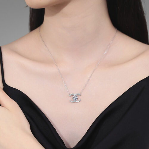 Vòng Cổ Cao Cấp Đính Kim Cương Moissanite 1 Carat Bạc S025 DCN057