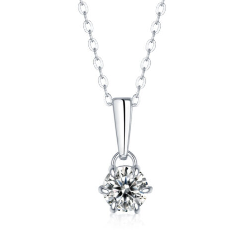 Dây Chuyền Bạc Mặt 6 Móng Đính Kim Cương Moissanite 1 Carat DCN090