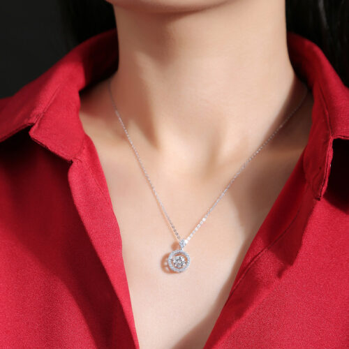 Vòng Cổ Bạc S925 Mặt Dây Chuyền Cảm Ứng Moissanite 1 Carat DCN081