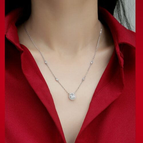 Dây Chuyền Nữ Đính Kim Cương Lấp Lánh Moissanite 1 Carat Bạc S925 DCN084