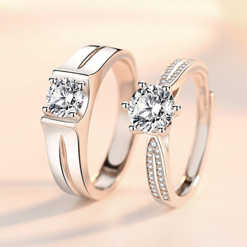 Nhẫn Cặp Đôi Lới Hứa Đính Kim Cương Moissanite Bạc S925 NHC010 Nhẫn Nữ