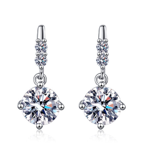 Bông Tai Bạc S925 Đính Kim Cương Moissanite BTN019 1 Carat