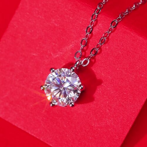Dây Chuyền Bạc Mặt 6 Móng Đính Kim Cương Moissanite 1 Carat DCN090