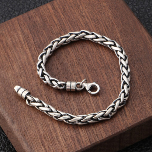 Vòng Tay Nam Dệt Xoắn Thời Trang Bạc Thái S925 VDB025