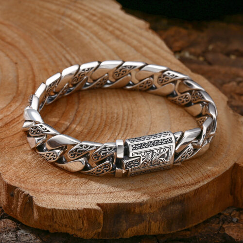Vòng Tay Bạc S925 Sterling Hoa Văn Bạc Thái VDB031