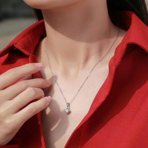 Vòng Cổ Nữ Cao Cấp Đính Kim Cương Moissanite 1 Carat Bạc S925 DCN098