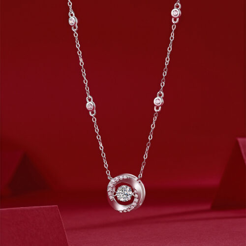 Dây Chuyền Nữ Cá Tính Đính Kim Cương Moissanite Bạc S925 DCN096