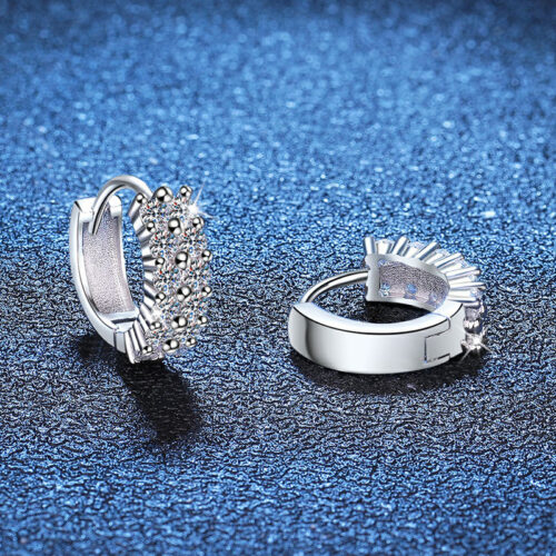 Hoa Tai Sang Trọng Đính Kim Cương Moissanite Bạc S925 BTN051