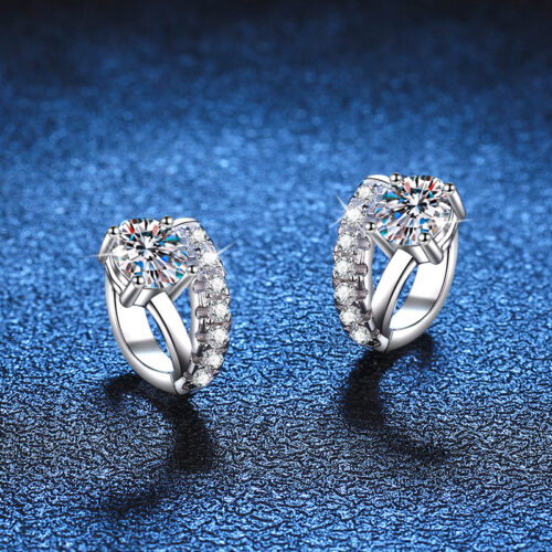 Bông Tai Không Đối Xứng Kiểu Pháp Đính Kim Cương Moissanite Bạc S925 BTN054