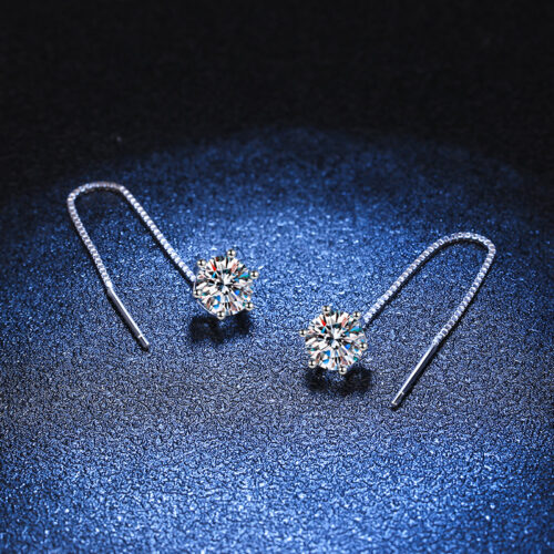 Hoa Tai Sáu Móng Kim Cương Moissanite 1 Carat Bạc S925 BTN022