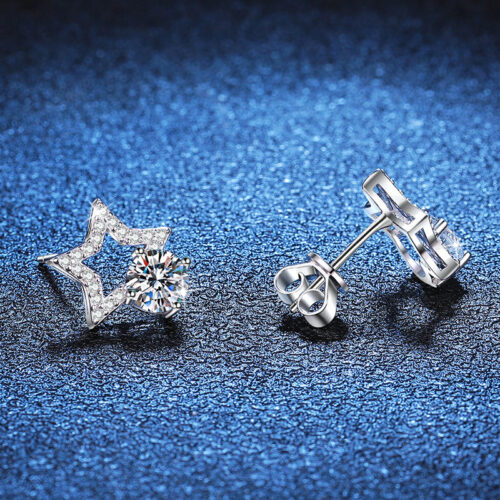 Bông Tai Ngôi Sao Đính Kim Cương Moissanite Bạc S925 BTN059