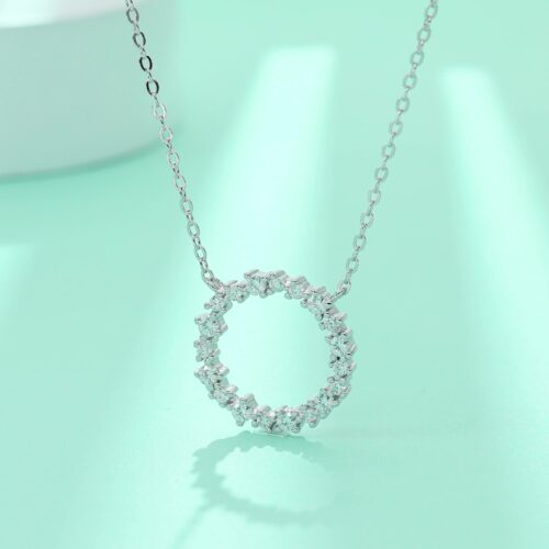 Vòng Cổ Hình Tròn Chất Đính Kim Cương Moissanite Bạc S925 DCN110