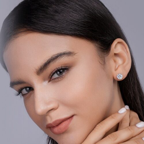 Hoa Tai Nữ Khí Chất Cao Cấp Đính Kim Cương Moissanite Bạc S925 BTN071 E13568