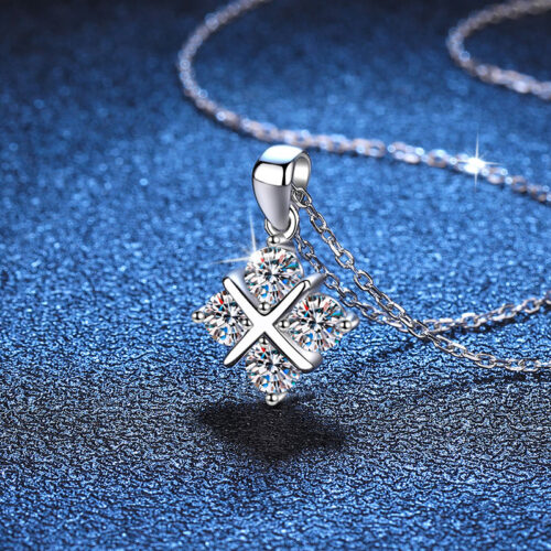 Dây Chuyền Chéo Khí Chất Đính Kim Cương Moissanite Bạc S925 DCN077