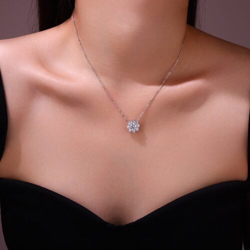 Dây Chuyền Hoa Hướng Dương Đính Kim Cương Moissanite Bạc S925 DCN103 50 Điểm