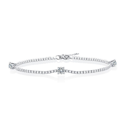 Lắc Tay Nữ Cá Tính Đính Kim Cương Moissanite Bạc S925 VDN048 L11818