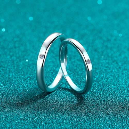 Nhẫn Đôi Cao Cấp Đính Kim Cương Moissanite Bạc S925 NHC006 Nhẫn Nam