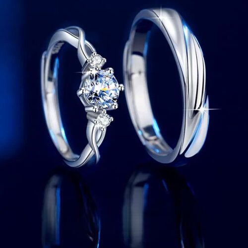 Nhẫn Cặp Đôi Đẹp Đính Kim Cương Moissanite Bạc S925 NHC008 Nhẫn Nữ