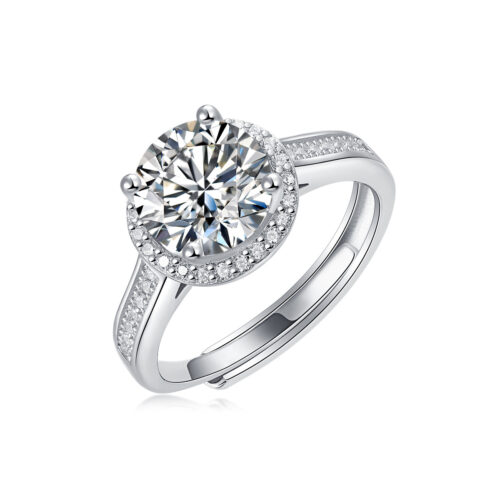 Nhẫn Nữ Khí Chất Dễ Phối Đính Kim Cương Moissanite 2 Carat Bạc S925 NHN070