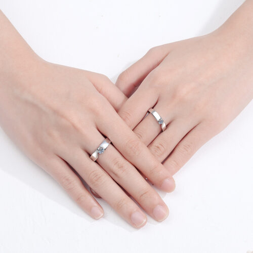 Nhẫn Đôi Trái Tim Đính Kim Cương Moissanite Bạc S925 NHC005 Nhẫn Nữ