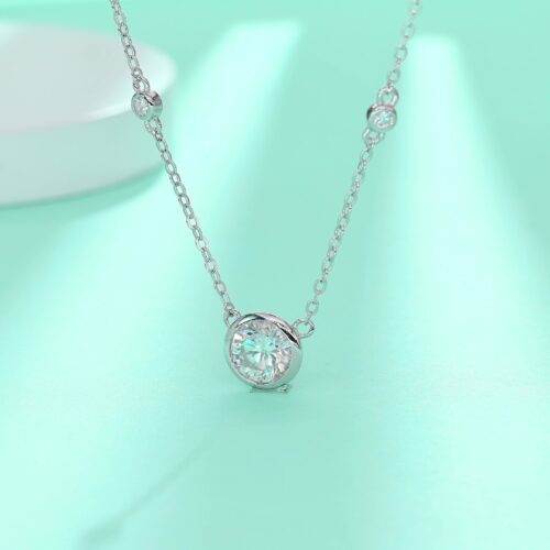 Vòng Cổ Bạc Thanh Lịch Đính Kim Cương Moissanite 1 Carat Bạc S925 DCN111