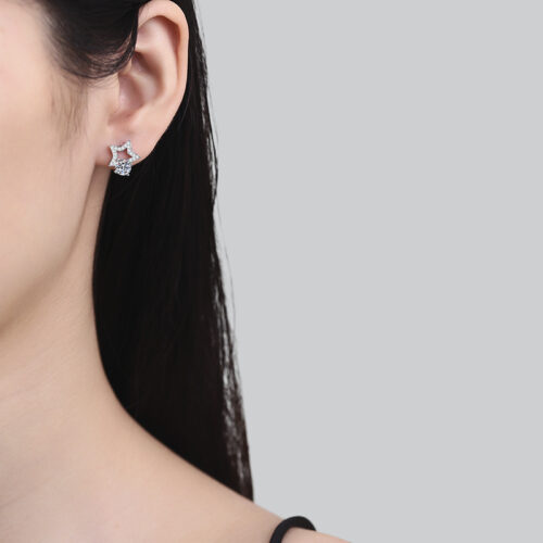 Bông Tai Ngôi Sao Đính Kim Cương Moissanite Bạc S925 BTN059