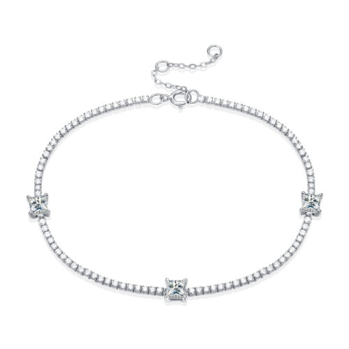 Lắc Tay Nữ Cá Tính Đính Kim Cương Moissanite Bạc S925 VDN048 L11818