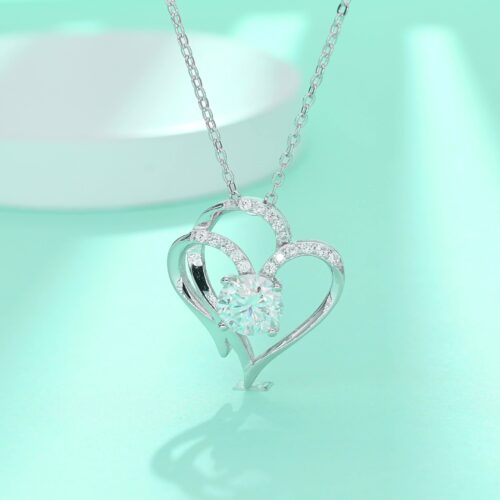Vòng Cổ Trái Tim Thanh Lịch Đính Kim Cương Moissanite 1 Carat Bạc S925 DCN113
